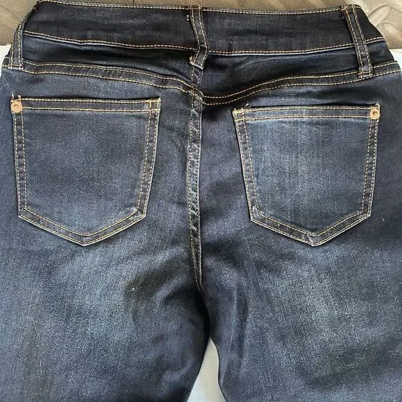 Dark blue stretchy skinny jeans with faded designer spots never worn size 3 - Picture 6 of 6